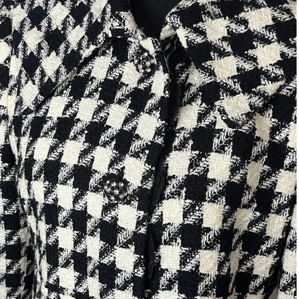Victor Costa Houndstooth‎ Jacket /Coat Beautiful Buttons Lined Lace sz 6 - Picture 2 of 10